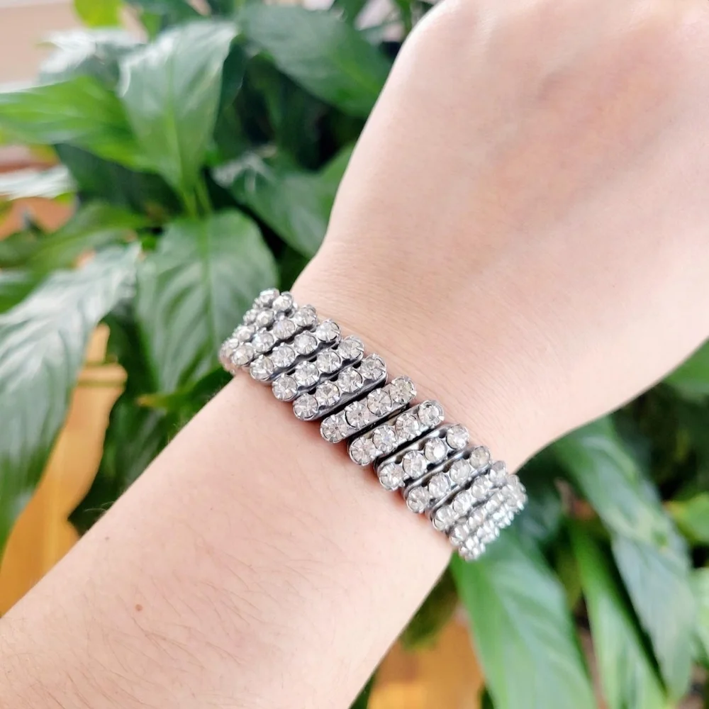 Vintage Rhinestone Chunky Stretch Bracelet